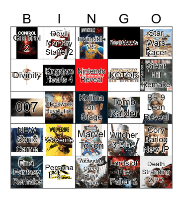 The Game Awards 2025 Bingo Card
