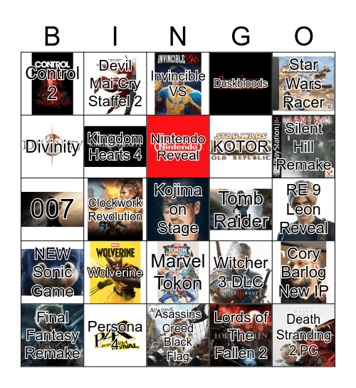 The Game Awards 2025 Bingo Card