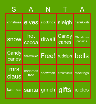 holiday bingo Card