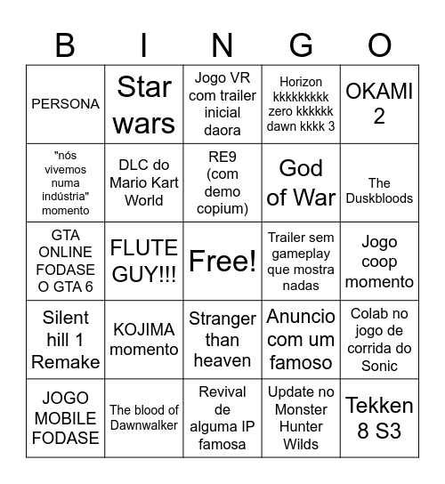 GAME AWARDS Bingo Card