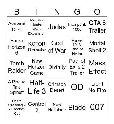 2025 Bingo Card