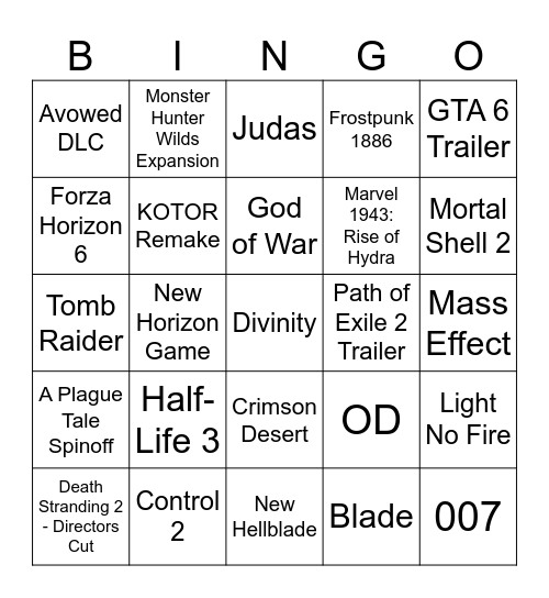 2025 Bingo Card