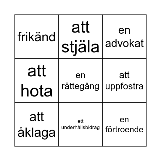 Lektion 29 Bingo Card