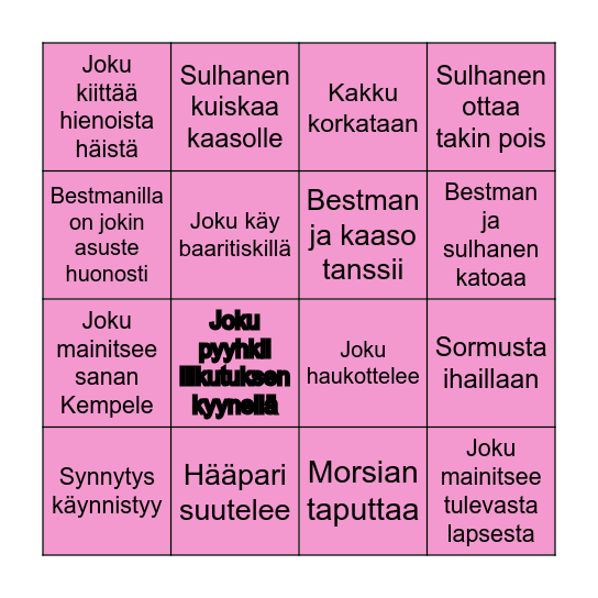 Hääbingo Card