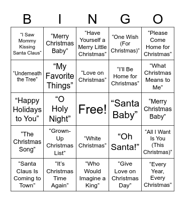 R&B Christmas Bingo Card