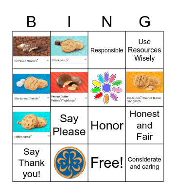 Girl Scout Cookie BINGO Card