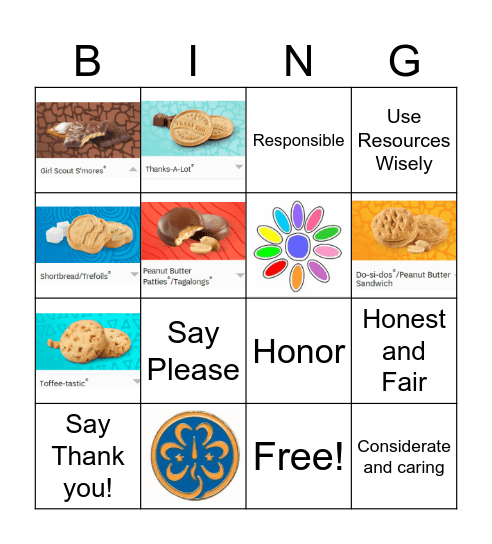 Girl Scout Cookie BINGO Card