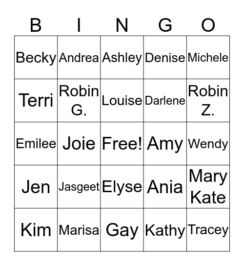 Ladies in the Hood Bingo Card