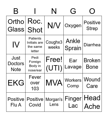 InstaCare Bingo Card