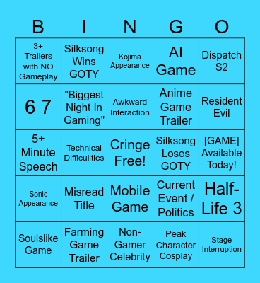 GAME AWARDS BINGO Card