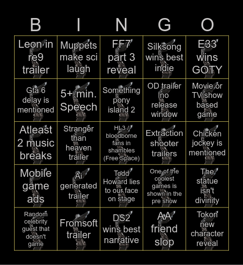 2025 TGA Bingo Card