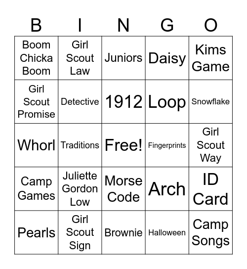 Charity BINGO Card