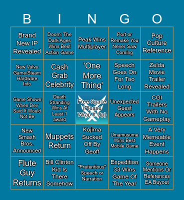 The Game Awards Bingo Card