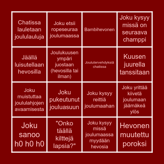 NWG JOULUBINGO Card