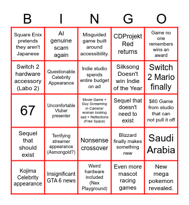 Game'wards Bingo Card