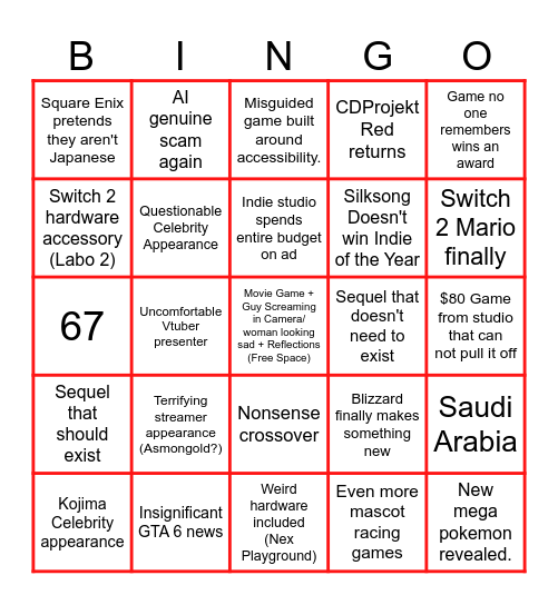 Game'wards Bingo Card