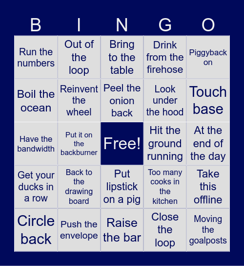 Corporate Lingo Bingo Card