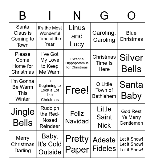 Christmas Singo! Bingo Card