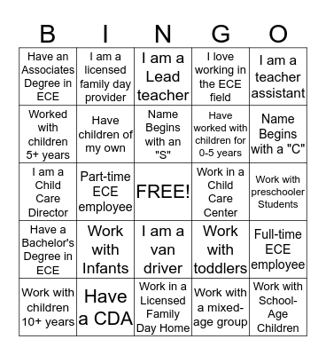 Interpersonal Bingo Card