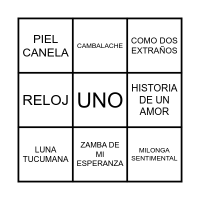 BINGO MUSICAL Bingo Card