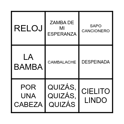 BINGO MUSICAL Bingo Card