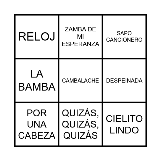 BINGO MUSICAL Bingo Card