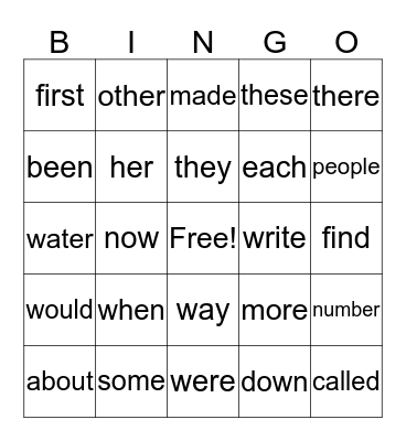 Matthew's Sight Words Bingo Card