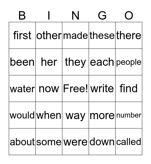 Matthew's Sight Words Bingo Card