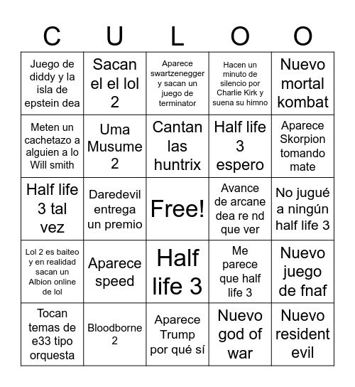 Culon Bingo Card