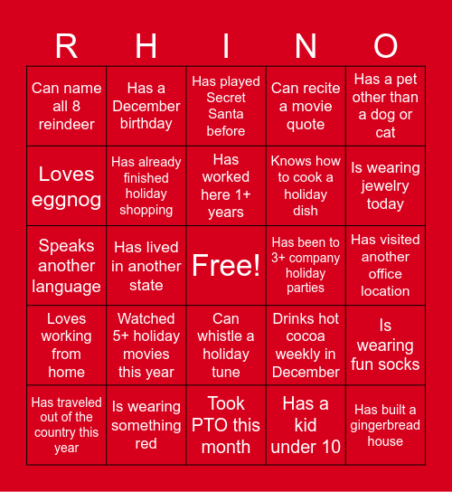 Improveit Nashville Holiday Bingo! Bingo Card