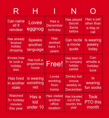 Improveit Nashville Holiday Bingo! Bingo Card