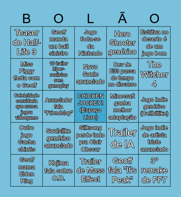 Bolão TGA Bingo Card