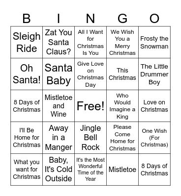 Classic Christmas Songs Bingo Card