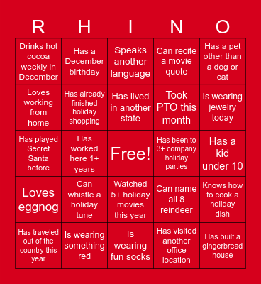 Improveit Nashville Holiday Bingo! Bingo Card