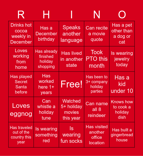 Improveit Nashville Holiday Bingo! Bingo Card