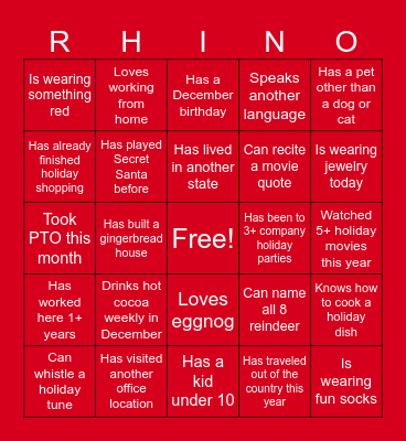 Improveit Nashville Holiday Bingo! Bingo Card