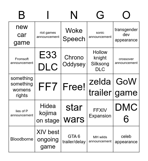 Game awards bingo - betty Bingo Card