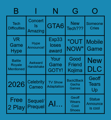 THE GAME AWARDS 2025 BINGO Card