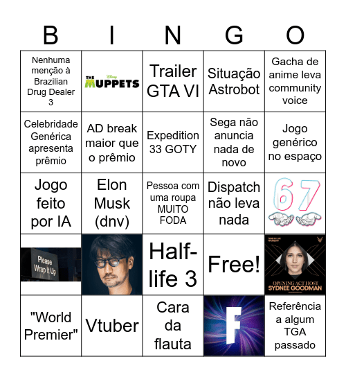 TGA 2025 Bingo Card