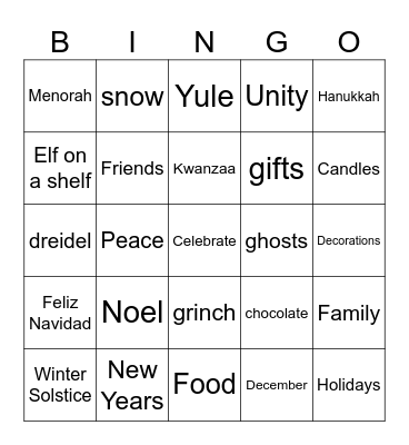 Festive Bingo Card
