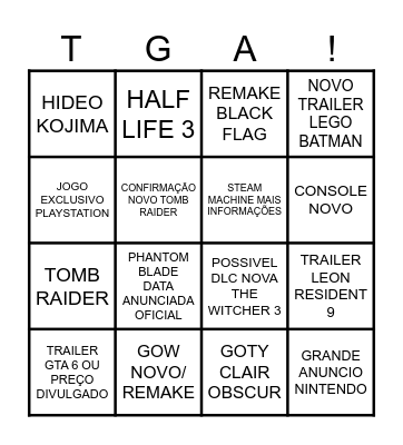 TGA 2025 Bingo Card
