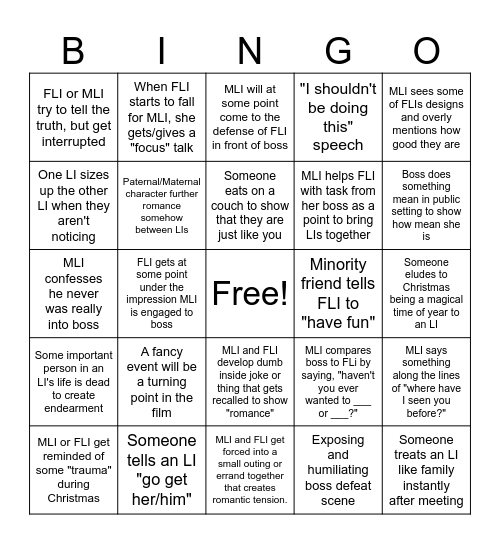 A Christmas Kiss Bingo Card