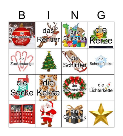 Weihnachten Bingo Card