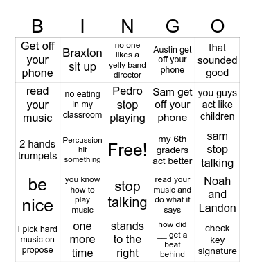 Niedbalski saying Bingo Card