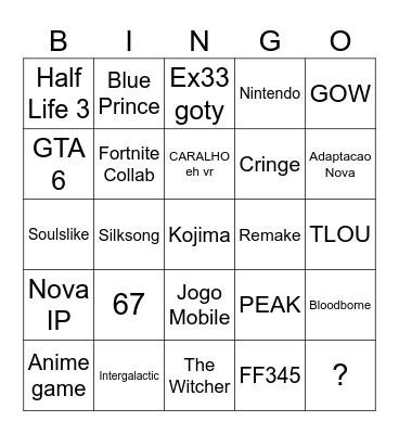 GOTY Bingo Card