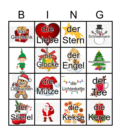 Weihnachten Bingo Card