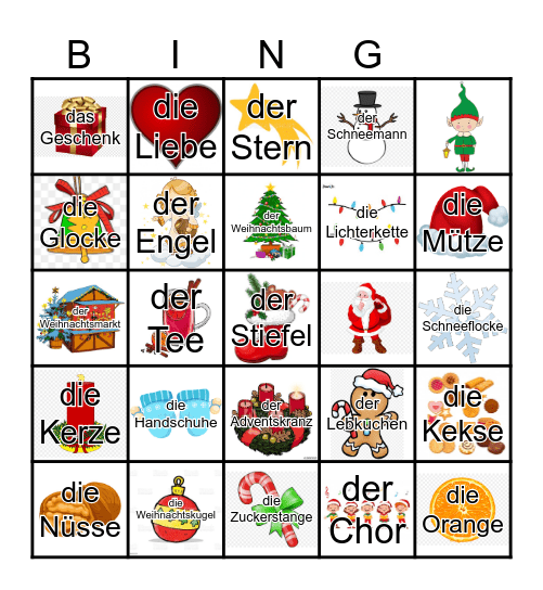 Weihnachten Bingo Card