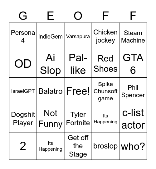 into the Keighleyverse Bingo Card