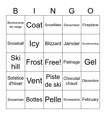 Winter Bingo d'hiver Bingo Card