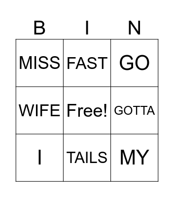 SONIC 3 Bingo Card